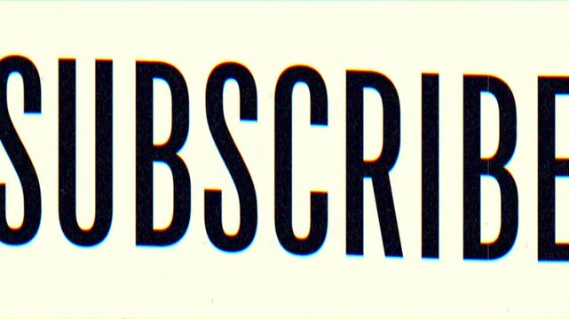 Like and Subscribe text message loop animation with tv and retro style film effects