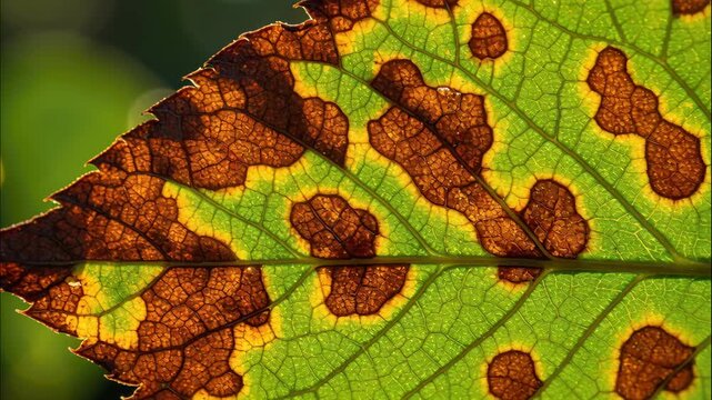 Nature's Canvas: A close-up shot revealing a leaf's intricate surface, showcasing unique patterns and textures, capturing the artistry of nature's design.