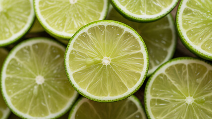 Fresh lime slices arranged in a vibrant display