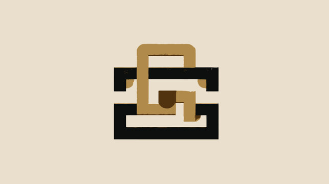 A modern abstract design featuring a monogram composed of overlapping rectangular shapes