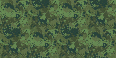Abstract digital camouflage pattern. Seamless texture in shades of green for military, tactical, or outdoor designs.  Perfect for backgrounds, fabric prints, or website themes. © Olena