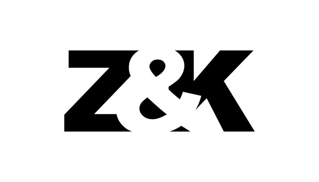 ZK logo design in bold style. Black white identity symbol. Modern typography emblem. Corporate branding icon.