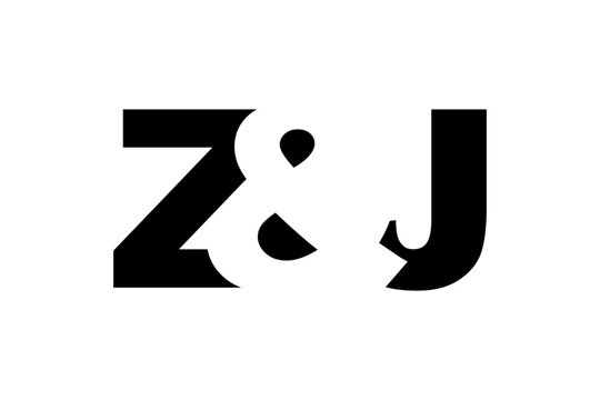 ZJ logo design in bold style. Black white identity symbol. Modern typography emblem. Corporate branding icon.