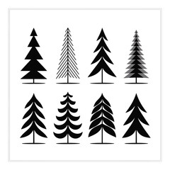 Obraz premium Assortment of Minimalist Tree Icons Showcasing Various Line Styles and Silhouettes