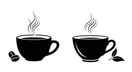 Obraz premium Two cup of coffee and tea vector ilustration 