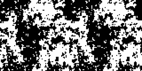 Fototapeta premium Abstract black and white pixelated texture. Ideal for backgrounds, website design, or creating a chaotic, glitchart aesthetic. Suggests digital noise, data streams, or a fragmented landscape.