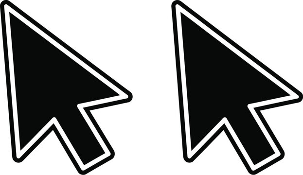 Black arrow pointers click icons set isolated on transparent background, Vector