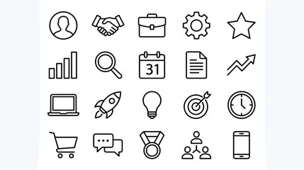 Vibrant collection of 40 minimalist travel-themed icons in line art style, perfect for websites, apps, and print media with a clean, modern aesthetic.