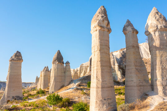 View of Love valley near Goreme village, Cappadocia, Turkey
