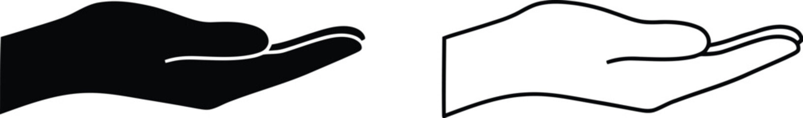 Fototapeta premium Hand gestures: open palm and stop sign isolated on transparent background, Vector