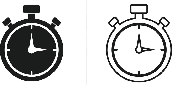 Minimalist stopwatch icons set - modern design isolated on transparent background, Vector