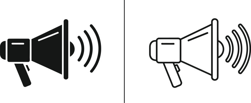 Modern megaphone icons set - vector illustration isolated on transparent background, Vector