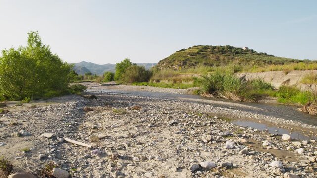 Drought in an Italian stream River in Sicily: water shortage in Summer