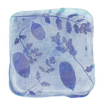 Botanical floral Abstract Monoprint Gel Plate Illustration with Organic Textures and Layered Acrylics A unique, hand-printed monoprint created using a gel plate and brayer. 