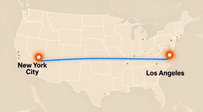 Mapping route from new york city to los angeles