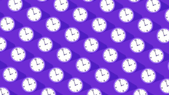 Modern clock pattern animation on purple background