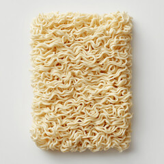 a rectangular dry fast served noodles against white background
