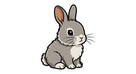 Fototapeta premium A cute gray rabbit illustration in a cartoon style, perfect for children's designs or Easter themes