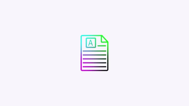 Gradient Outline Icon of a Document with Letter A and Lines on Light Purple Background paper grade