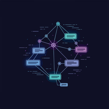 Abstract Digital Network Graph: Glowing Nodes & Connected Data. Futuristic Technology, AI, Big Data Visualization Concept