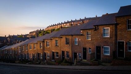 Fototapeta premium Row of Terraced Houses on a Hill