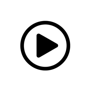 A black play button icon with a triangle inside a circle png