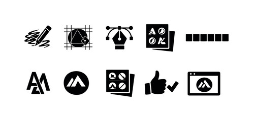 Obraz premium Security, protection silhouette icon set. safety, lock, password symbols collection