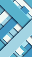 Abstract Blue and White Geometric Background with Overlapping 3D Bars Pattern and Soft Shadows, Minimal Design Concept Professional Wallpaper or Corporate Presentation Slide