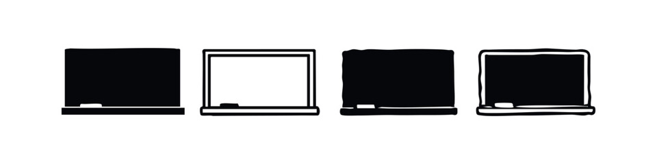 Hand-drawn doodle style blackboard and chalk icon set, vector illustration for education and classroom. © liubomir118809