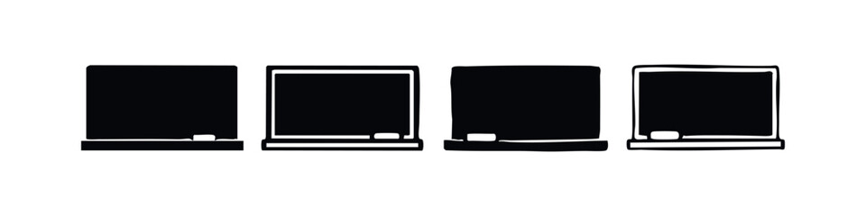 Hand-drawn doodle style empty blackboard and chalk icon set, vector illustration for school concepts. © liubomir118809