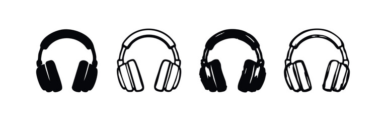 Fototapeta premium Minimalist Headphones Vector Icon Set for Listening Devices