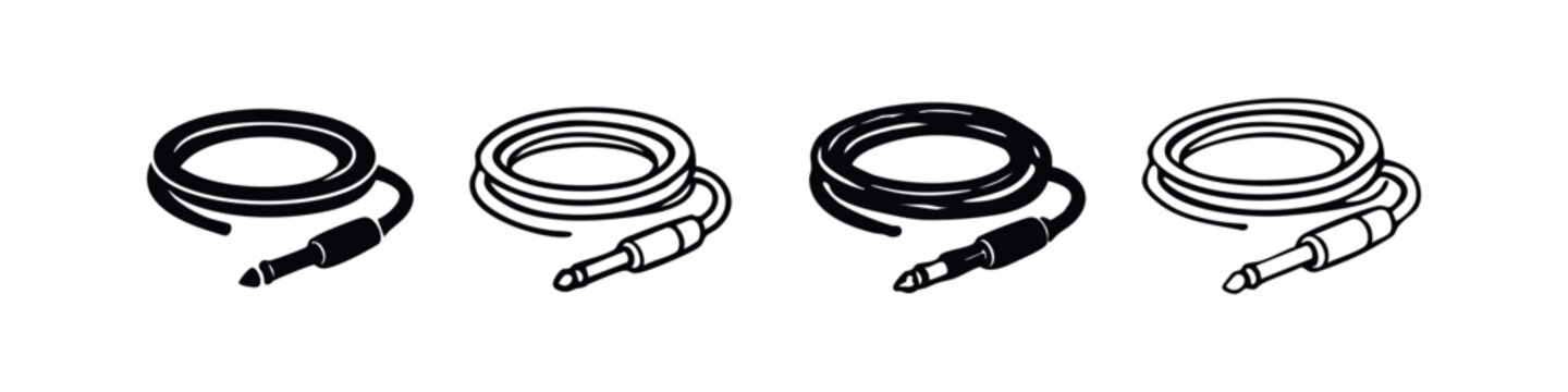 Music Equipment Jack Plug Audio Cable Connectors Vector Set