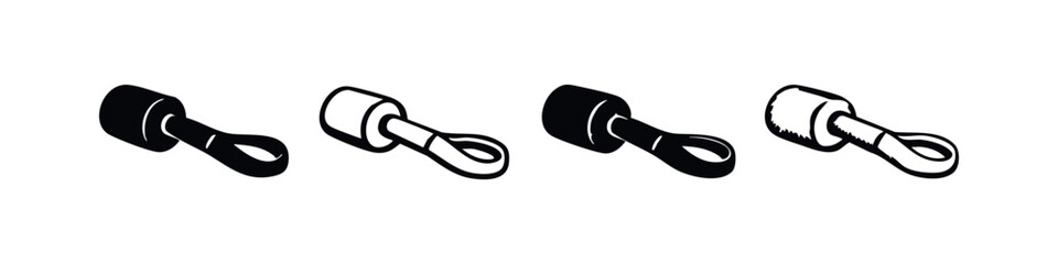 Hand Drawn Bottle Stopper or Loop Handle Icons Set. Doodle Style Cork Symbols in Black and White Isolated on White Background.