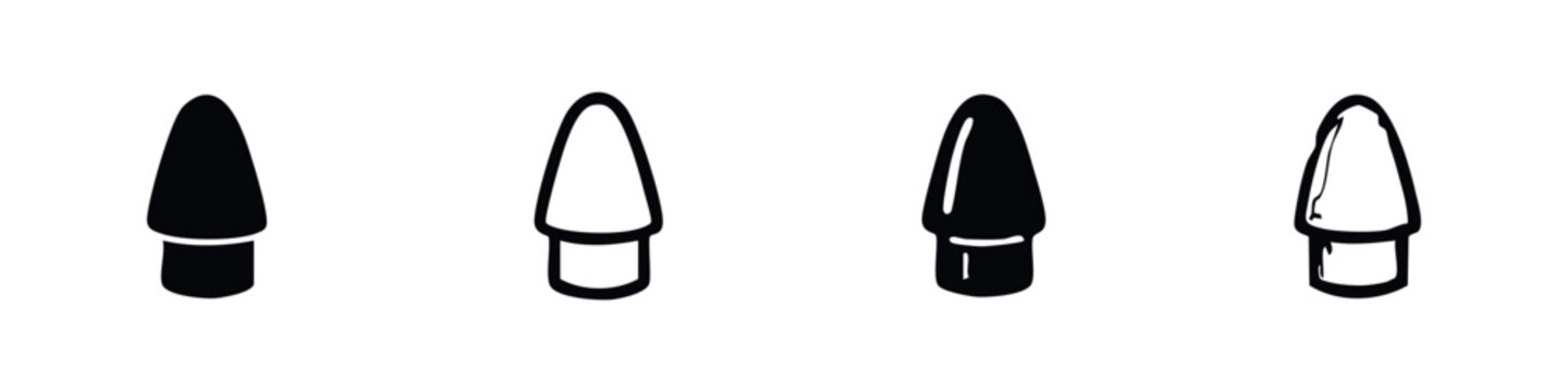 Stylus Pen Tip Vector Icon Set: Digital Pen Nib Outline and Glyph Writing Tool Icons
