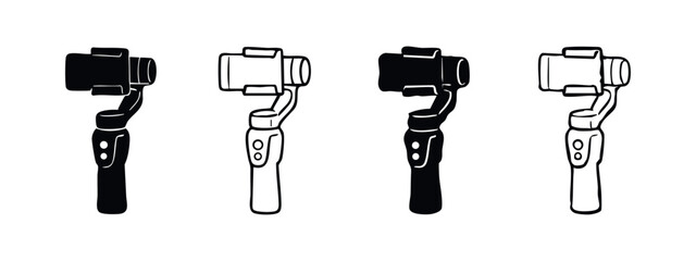 Smartphone Gimbal Stabilizer Icon Set. Mobile Videography and Photography Device. © liubomir118809