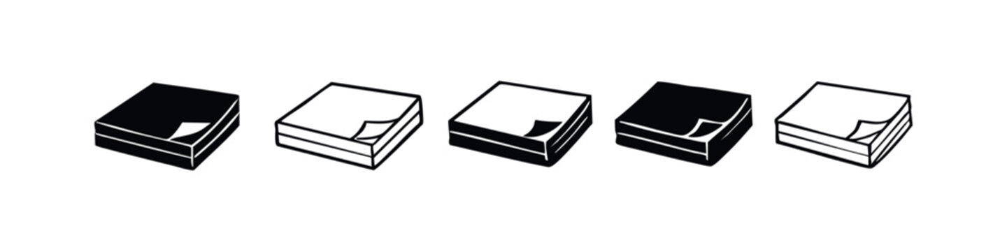 Stack of Sticky Notes and Memo Pads Icons with Folded Corners