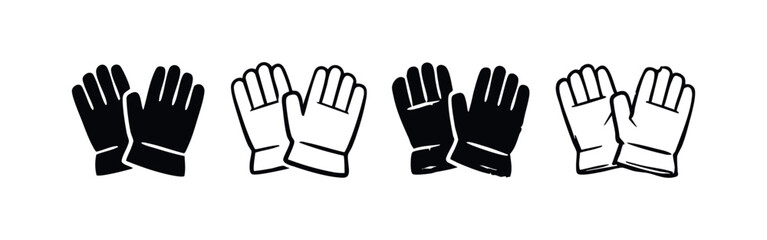 Fototapeta premium Work Gloves Icon Set for Protection and Manual Labor