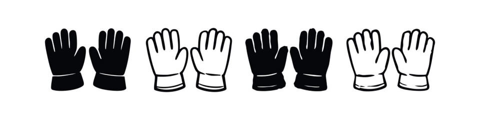 Fototapeta premium Work Gloves Icon Collection for Industrial and Home Safety