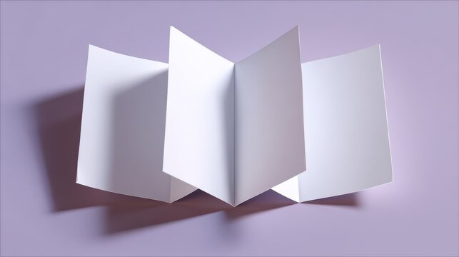 Vibrant photo of Blank Z-fold brochure template on a lavender background