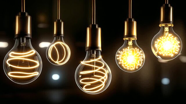 Innovative lamp with five distinct elements representing neural circuit and conceptual loops and governance, multi-light structure, with copy space