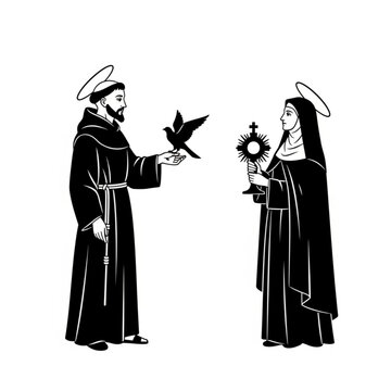 Saint Francis and Saint Clare illustration