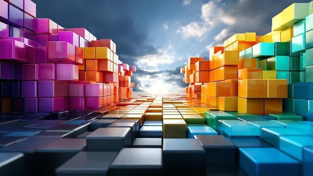 Vibrant colorful abstract background representing corporate intelligence execution roadmap icon concept, chromatic strategy visualization, with copy space