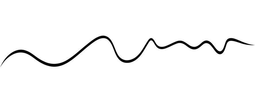 Thin squiggle underline stroke with gentle ups and downs. Minimal continuous line works as highlight for titles, links and handwritten style notes in digital or print layouts.