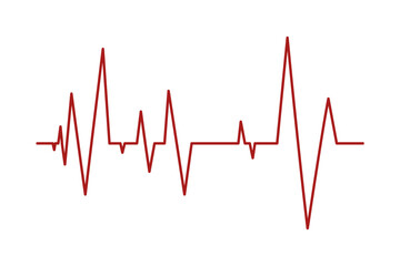 Part of heartbeat diagram. ECG chart isolated on white background. Pulse or cardiac rhythm red line. Cardio monitoring sign. Health care symbol. Arrhythmia pictogram. Vector graphic illustration