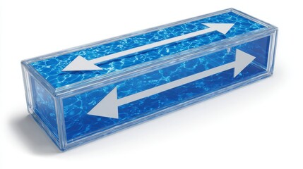 3d swimming pool sign with directional arrows, isolated on white