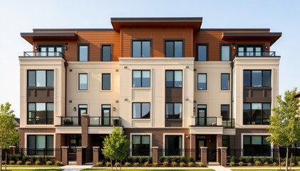 Obraz premium Modern Urban Residences: The image showcases a stunning residential property featuring contemporary architecture, with a harmonious blend of style and elegance.