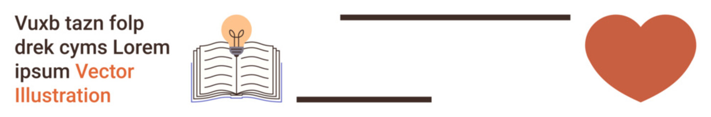 Education, creativity, love for learning, knowledge sharing, inspiration, conceptual connection. Open book with a lightbulb and heart linked by lines. Education and creativity concept © robu_s