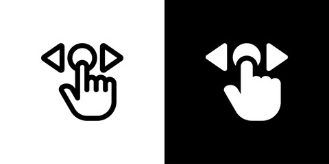 Slider Control Gesture icon concept with flat Black White Background. Vector illustration.