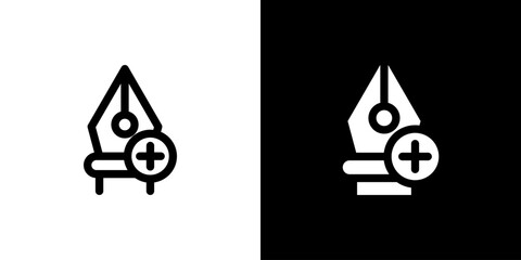 Fototapeta premium Add Point Tool icon concept with flat Black White Background. Vector illustration.