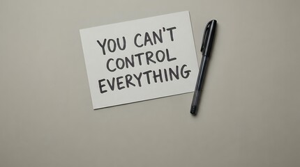 Fototapeta premium Motivational note with you can't control everything message on beige background with black pen for mindfulness and mental health awareness.